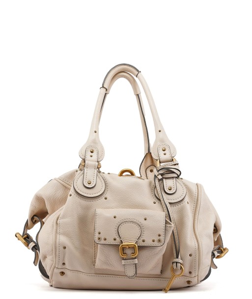 Cream Leather Paddington Pocket Shoulder Bag Profitez des Offres !