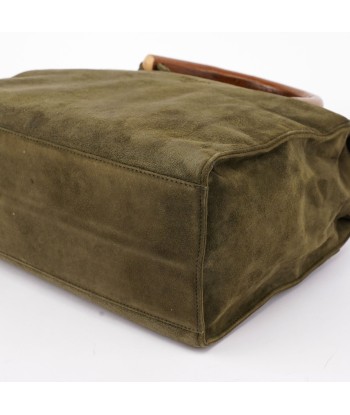 Green Suede Wood Handle Bag le concept de la Pate a emporter 