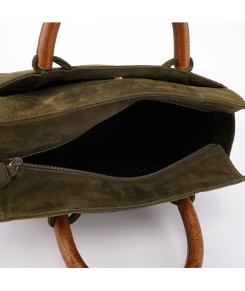 Green Suede Wood Handle Bag le concept de la Pate a emporter 