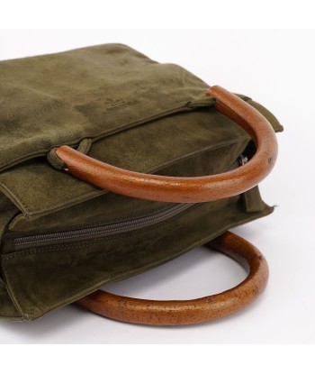 Green Suede Wood Handle Bag le concept de la Pate a emporter 