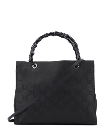 002 1016 Black GG Bamboo 2-Way Tote Bag de pas cher