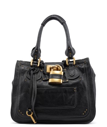 Black Leather Paddington Tote Bag rembourrage situé sous