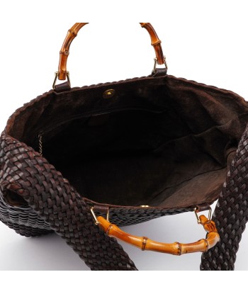 1996 Brown Woven Bamboo 2-Way Bag commande en ligne