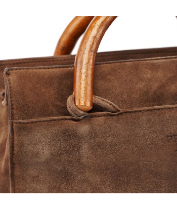 1990's Suede Wood Handle Bag Jusqu'à 80% De Réduction