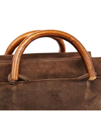 1990's Suede Wood Handle Bag Jusqu'à 80% De Réduction