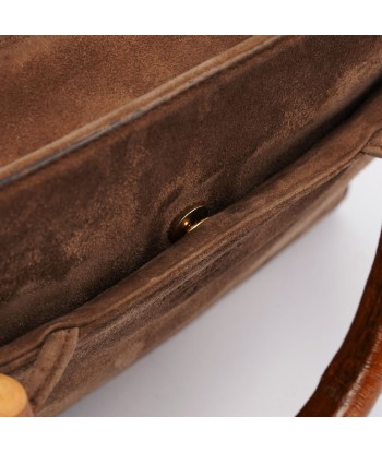 1990's Suede Wood Handle Bag Jusqu'à 80% De Réduction