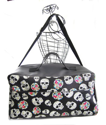 Mallette Infirmière Libérale XL 25x45x25 en simili "Skulls fond noir" (Livraison FEVRIER 2025) sur le site 