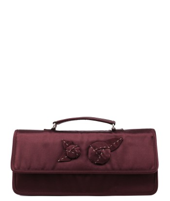 Burgundy Raso Satin Top Handle Bag chez Cornerstreet bien 