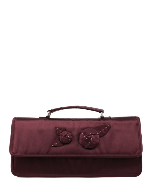 Burgundy Raso Satin Top Handle Bag chez Cornerstreet bien 