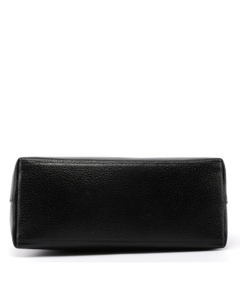 Black Textured Leather Bamboo Shoulder Bag commande en ligne