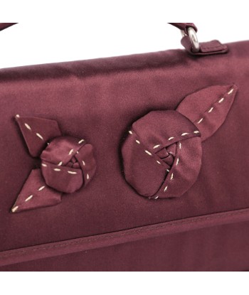 Burgundy Raso Satin Top Handle Bag chez Cornerstreet bien 