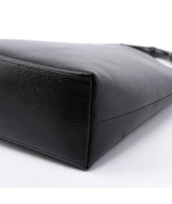 Black Textured Leather Bamboo Shoulder Bag commande en ligne