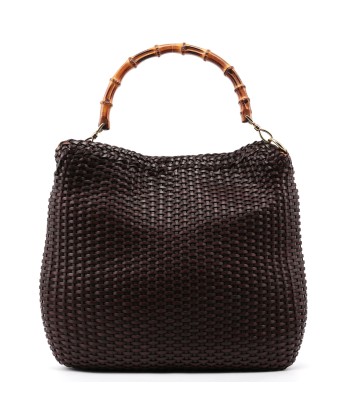 1996 Large Brown Woven Bamboo 2-Way Bag prix