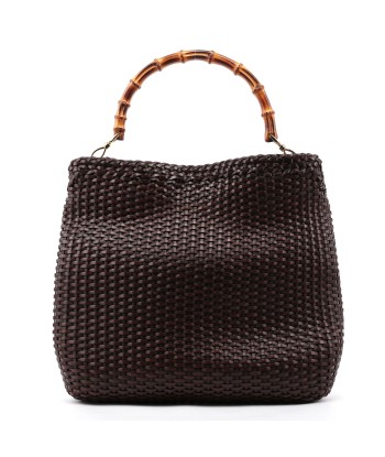 1996 Large Brown Woven Bamboo 2-Way Bag prix