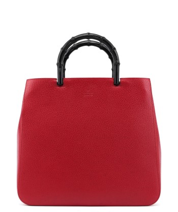 Red Leather Bamboo Tote Bag chez Cornerstreet bien 