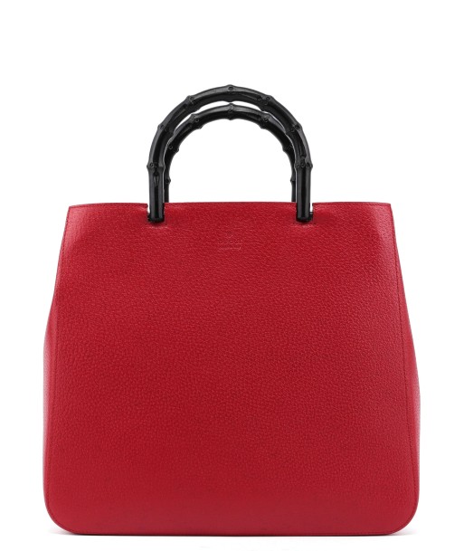 Red Leather Bamboo Tote Bag chez Cornerstreet bien 