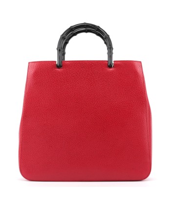 Red Leather Bamboo Tote Bag chez Cornerstreet bien 