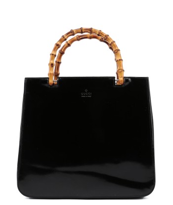 Black Patent Leather Bamboo Tote la chaussure