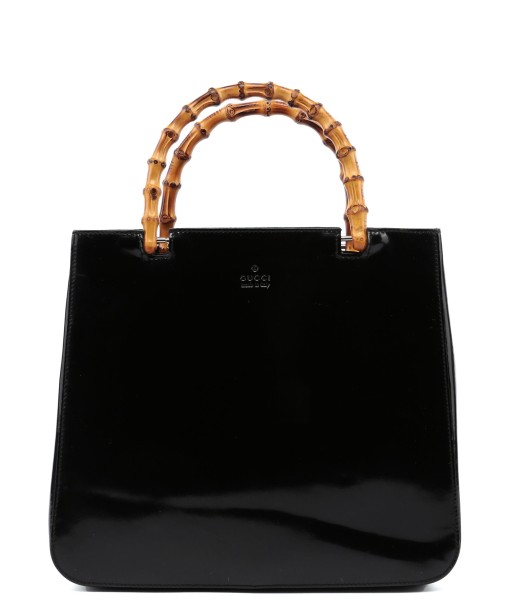 Black Patent Leather Bamboo Tote la chaussure