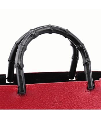 Red Leather Bamboo Tote Bag chez Cornerstreet bien 