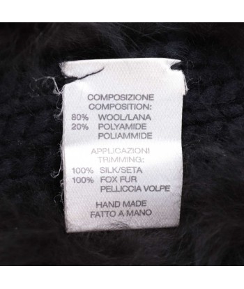 Fall 2002 Fox Fur Black Wool Knit Sweater Jusqu'à 80% De Réduction