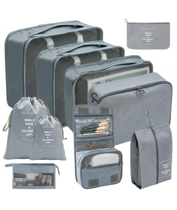 Organisateurs de Valise Set de 10 Pochettes (Gris) solde