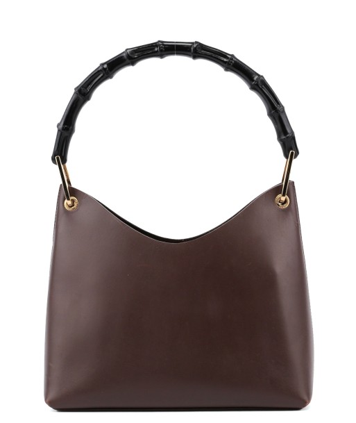 Brown Leather Bamboo Hobo Bag Fin de série