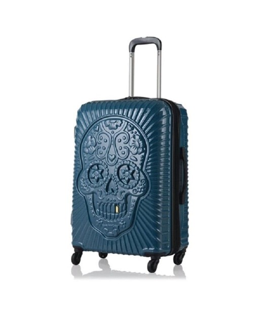 Valise Tête de Mort Mexicaine Rigide Relief (Bleu) basket pas cher