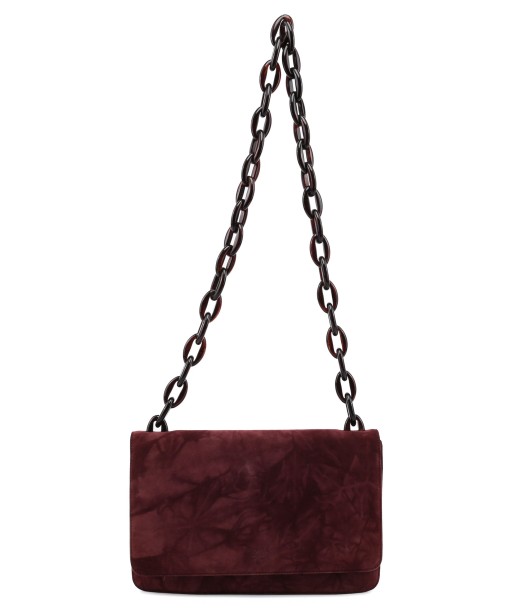 Burgundy Suede Chain Shoulder Bag la livraison gratuite