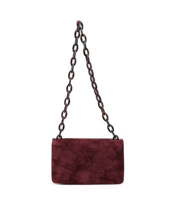 Burgundy Suede Chain Shoulder Bag la livraison gratuite