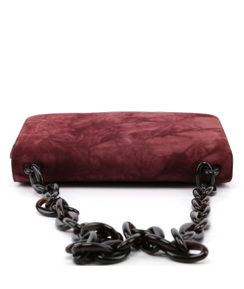 Burgundy Suede Chain Shoulder Bag la livraison gratuite