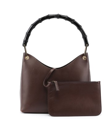 Brown Leather Bamboo Hobo Bag Fin de série