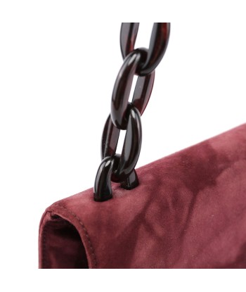 Burgundy Suede Chain Shoulder Bag la livraison gratuite