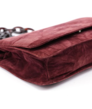 Burgundy Suede Chain Shoulder Bag la livraison gratuite