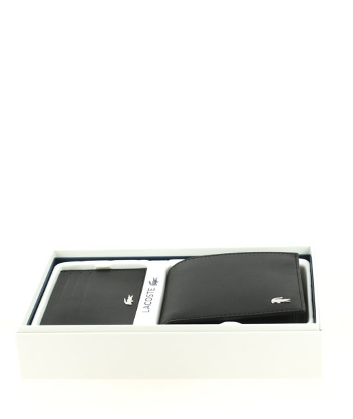 Coffret portefeuille et porte-cartes LACOSTE Large Billfold Noir pas chere