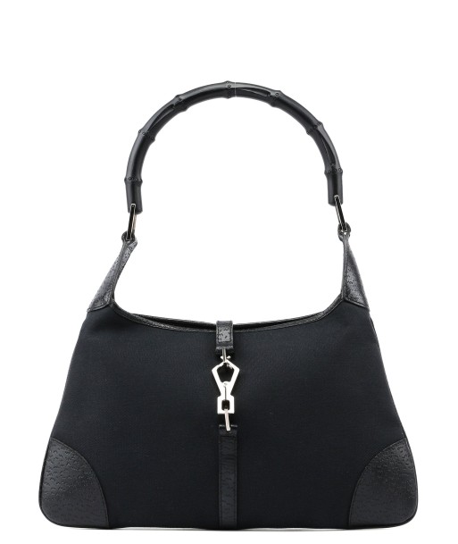 Black Canvas Jackie Bamboo Shoulder Bag 2 - 3 jours ouvrés.