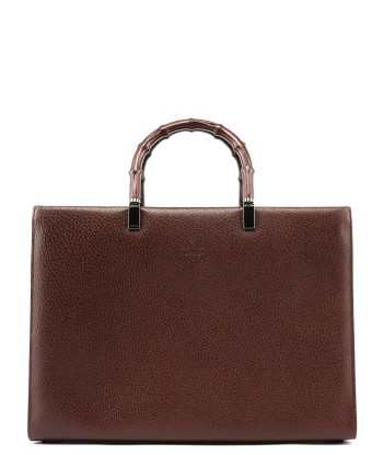 Brown Leather Bamboo Tote en ligne