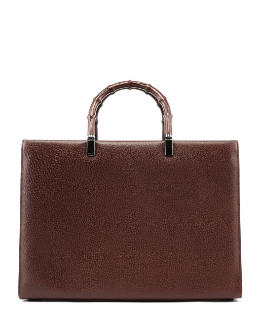 Brown Leather Bamboo Tote en ligne