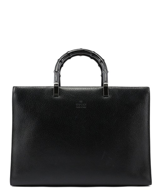 Black Leather Bamboo Tote online