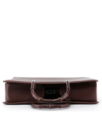 Brown Leather Bamboo Tote en ligne