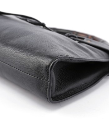 Black Leather Bamboo Top Handle Bag l'achat 