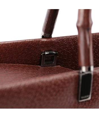 Brown Leather Bamboo Tote en ligne