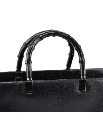 Black Leather Bamboo Tote online