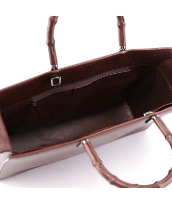 Brown Leather Bamboo Tote en ligne