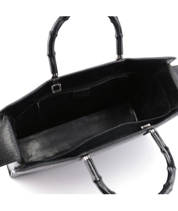 Black Leather Bamboo Tote online