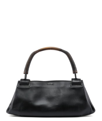 Black Leather Wood Handle Bag livraison et retour toujours gratuits