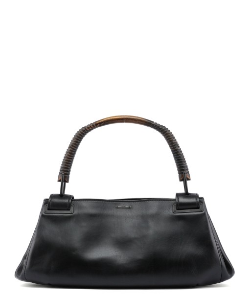 Black Leather Wood Handle Bag livraison et retour toujours gratuits