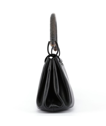 Black Leather Wood Handle Bag livraison et retour toujours gratuits