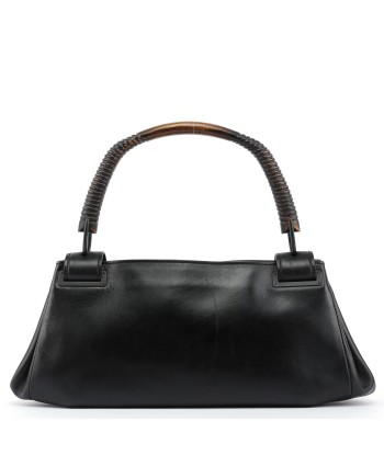 Black Leather Wood Handle Bag livraison et retour toujours gratuits