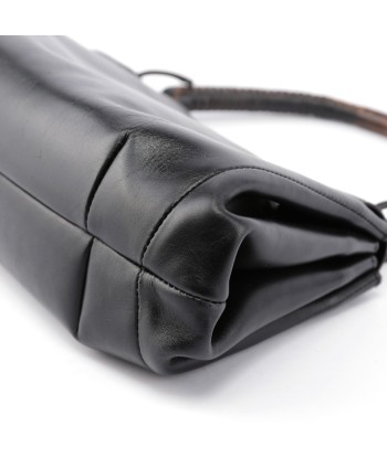 Black Leather Wood Handle Bag livraison et retour toujours gratuits